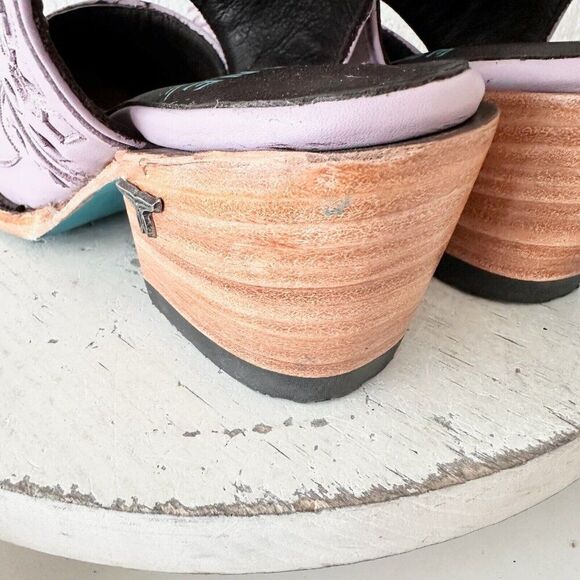 Lane Robin Mule Womens Purple Short Cowboy Boots 6.5 Western Mule Floral Leather - Picture 4 of 13